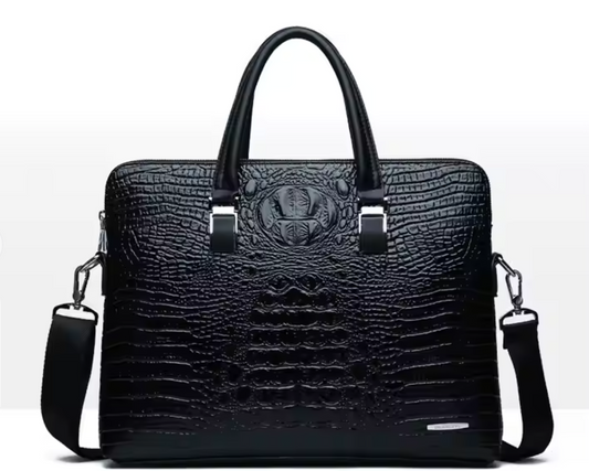 Crocodile PU Leather Briefcase Business Office Briefcase Laptop Bag for Men